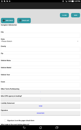 Android application Car Seat Check Form screenshort