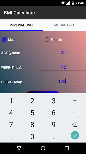 BMI Calculator Screen 2