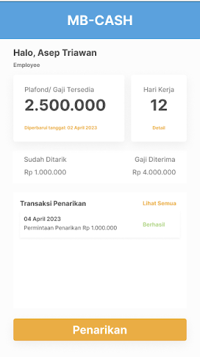 Android application MBCash screenshort