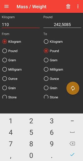 Unit Converter. Convert units. Screen 2