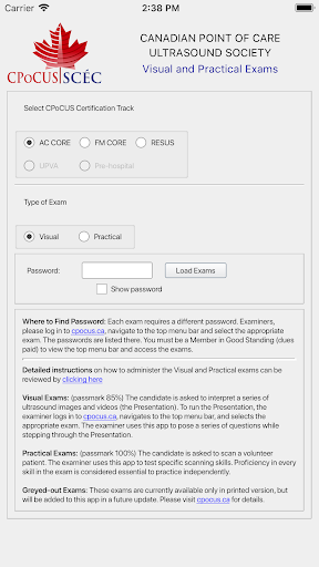 Android application CPoCUS Exams screenshort