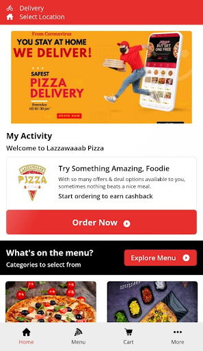 Android application Lazzawaaab Pizza screenshort