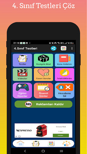 Android application 4. Sınıf Test Çöz Tüm Dersler screenshort