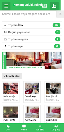 Android application Hemen Günlük Kiralık Daire screenshort