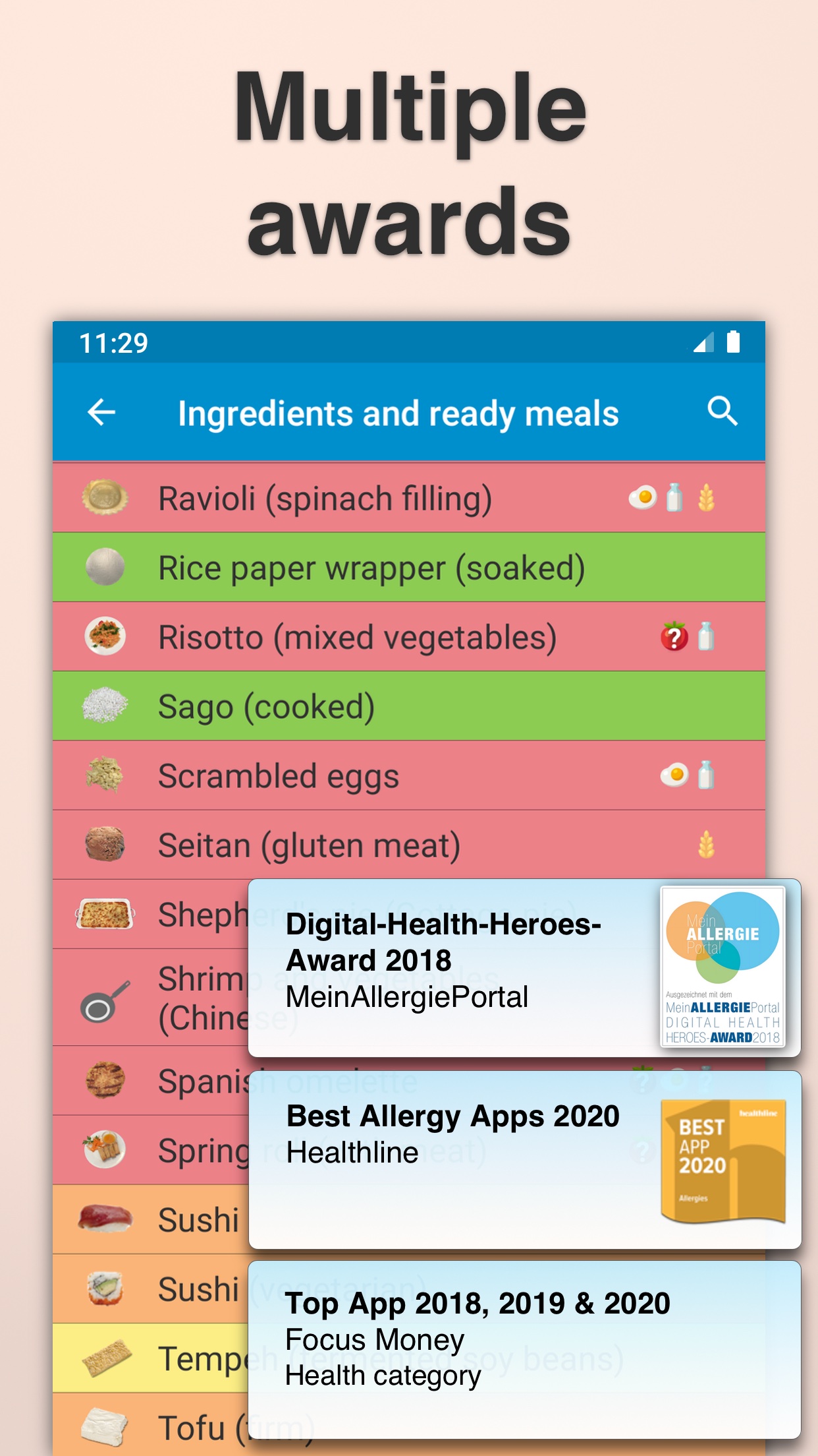 Android application Food Intolerances screenshort