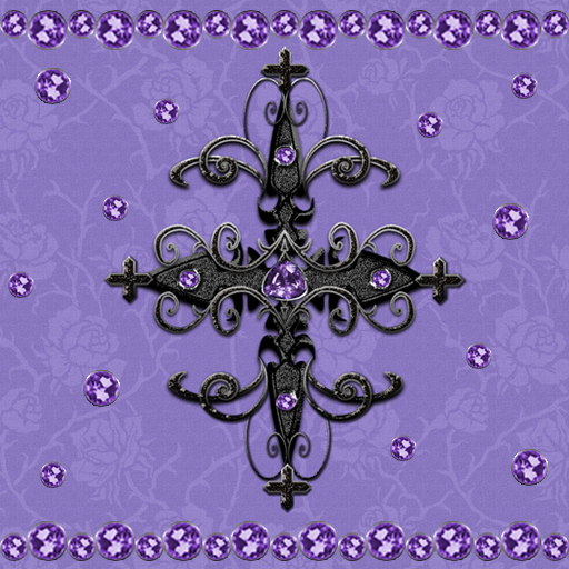 Purple Gothic Cross Go SMS The logo