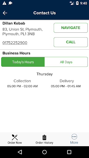 Android application Dillan Kebab screenshort