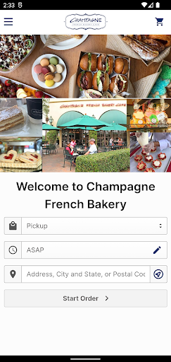 Android application Champagne Bakery Ordering screenshort