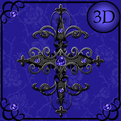 Blue Gothic Cross 3D Next Laun 1.1 Icon