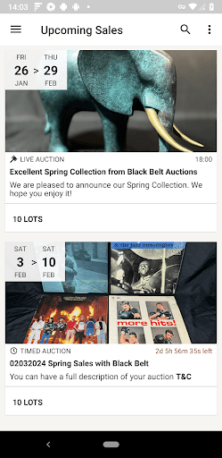Screenshot of Black Belt Auctions