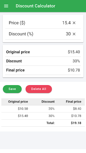 Discount Calculator Screen 2