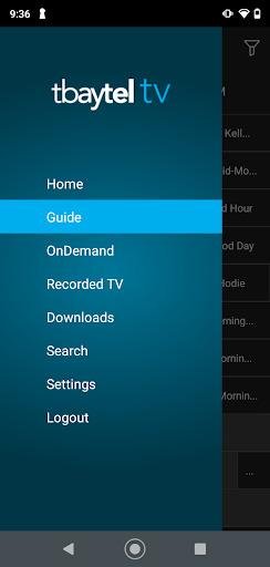 Android application Tbaytel TV screenshort
