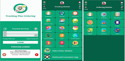 Android application Team Tracking Plus Ordering screenshort