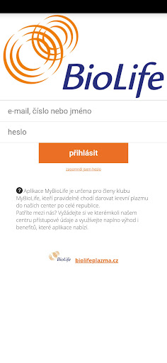 Android application MyBioLife screenshort