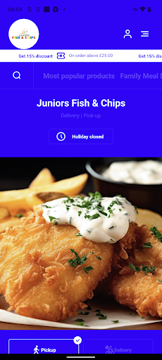 Android application Juniors Fish & Chips screenshort