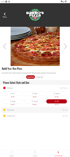 Screenshot of Barro’s Pizza