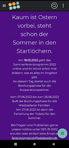 Android application Ferienprogramm Wiesbaden screenshort