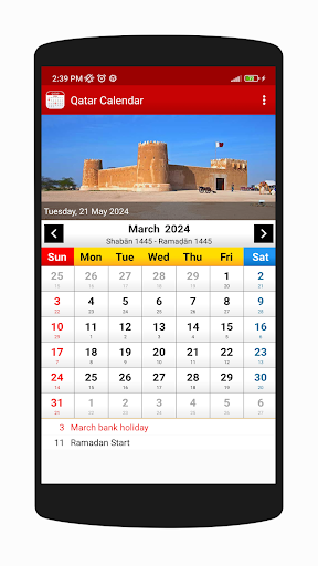 Android application Qatar Calendar 2024 screenshort