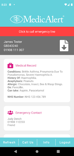 Android application MedicAlert Virtual Wallet Card screenshort