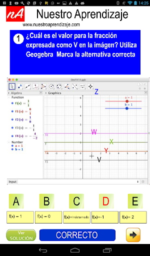 GeoGebra , valores cuando frac Screen 3