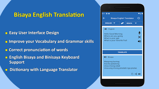 Android application Bisaya Translate to English screenshort