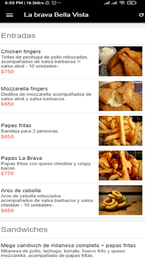 Android application La Brava Burgers screenshort