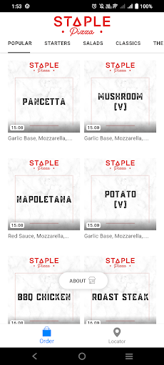 Android application Staple Pizza screenshort