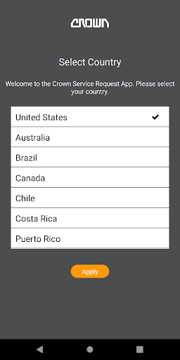 Android application Crown Service Request screenshort