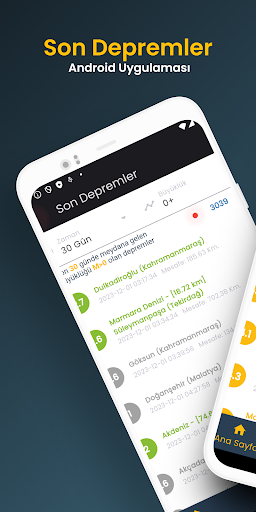 Android application Son Depremler screenshort