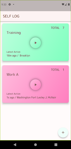 Android application SELF LOG screenshort