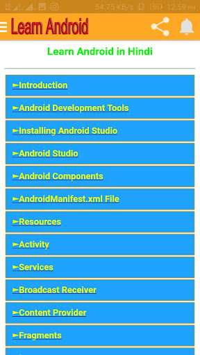 Learn Android in Hindi Screen 3