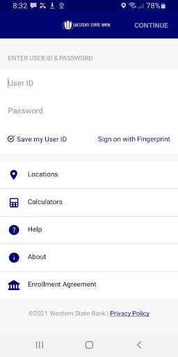 Android application Western State Bank KS screenshort