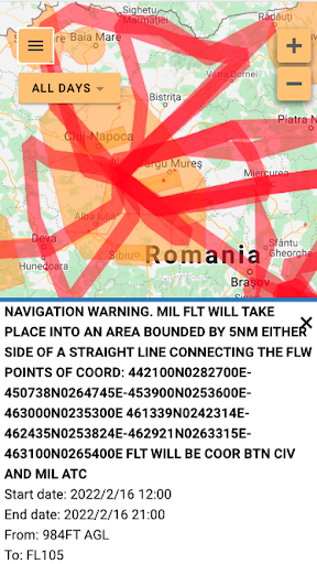 Android application Glider NOTAM screenshort