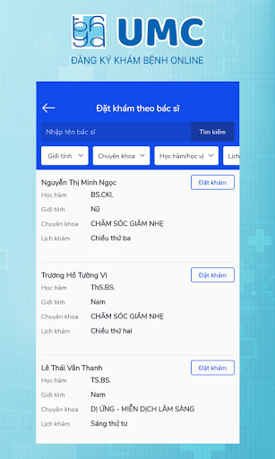 UMC – Đăng Ký Khám Bệnh Online Screen 3