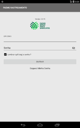 Android application FAEMG Rastreamento screenshort