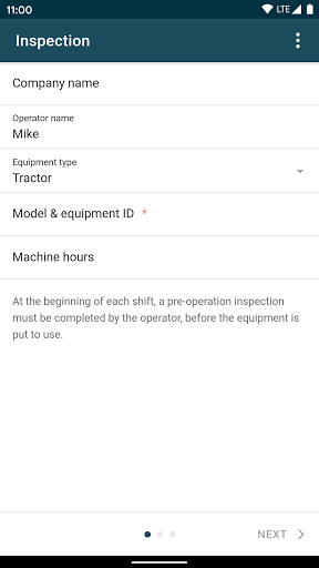 Android application Equipment Inspections screenshort