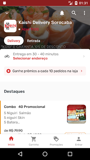 Android application Kaishi Delivery screenshort