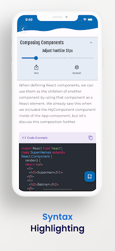 Screenshot of Learn React Offline, Reactjs