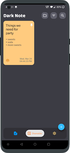 Screenshot of Dark Note - Notes + Grocery
