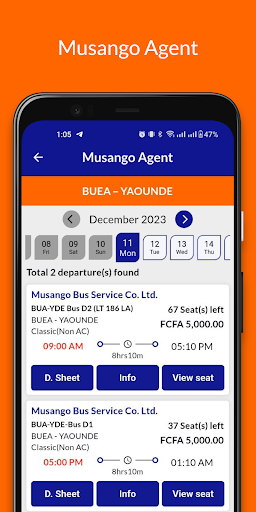 Musango Bus Service Agent Screen 2