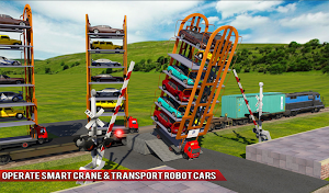 Robo Car Transform: Train Transport Smart Crane 3D screenshot 8