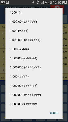 List Calculator Screen 2