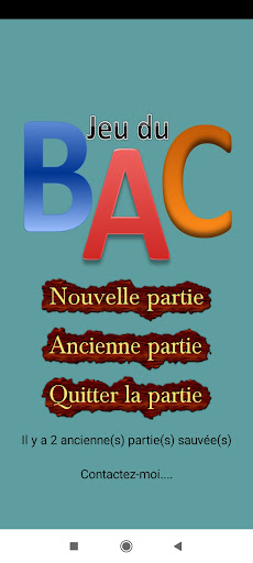 Android application Jeu de BAC screenshort