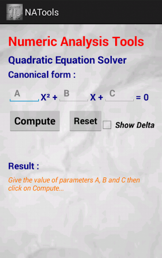 Android application Numerical Analysis Tools screenshort