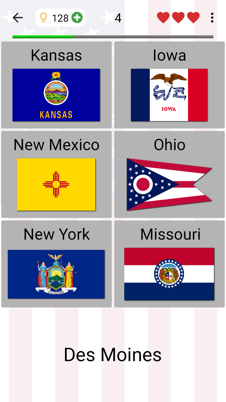Android application 50 US States Map, Capitals & Flags - American Quiz screenshort