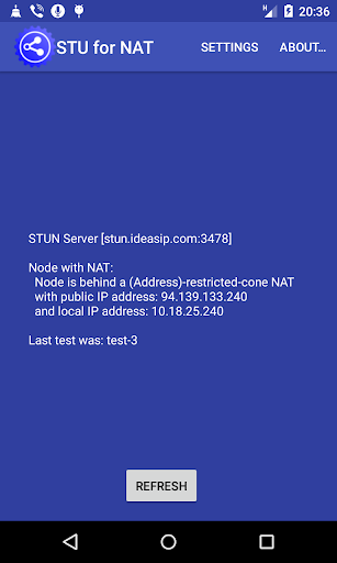Android application STU for NAT screenshort