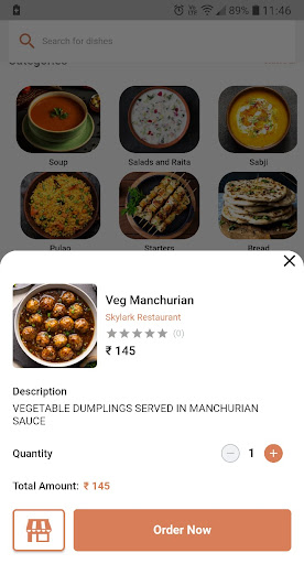 Android application Skylark Restaurant screenshort