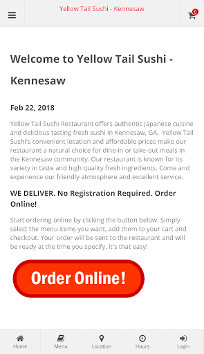 Android application Yellow Tail Sushi Kennesaw screenshort