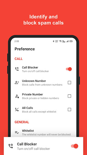 Android application Call Blocker screenshort