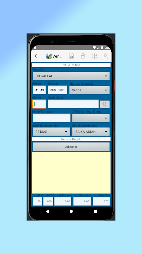 Android application TerraSystem Vendas screenshort